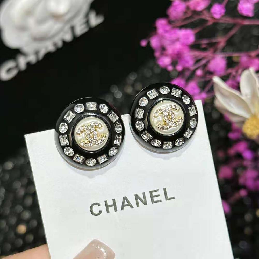 Chanel Women Stud Earrings in Resin Metal & Strass-NU642 (2)