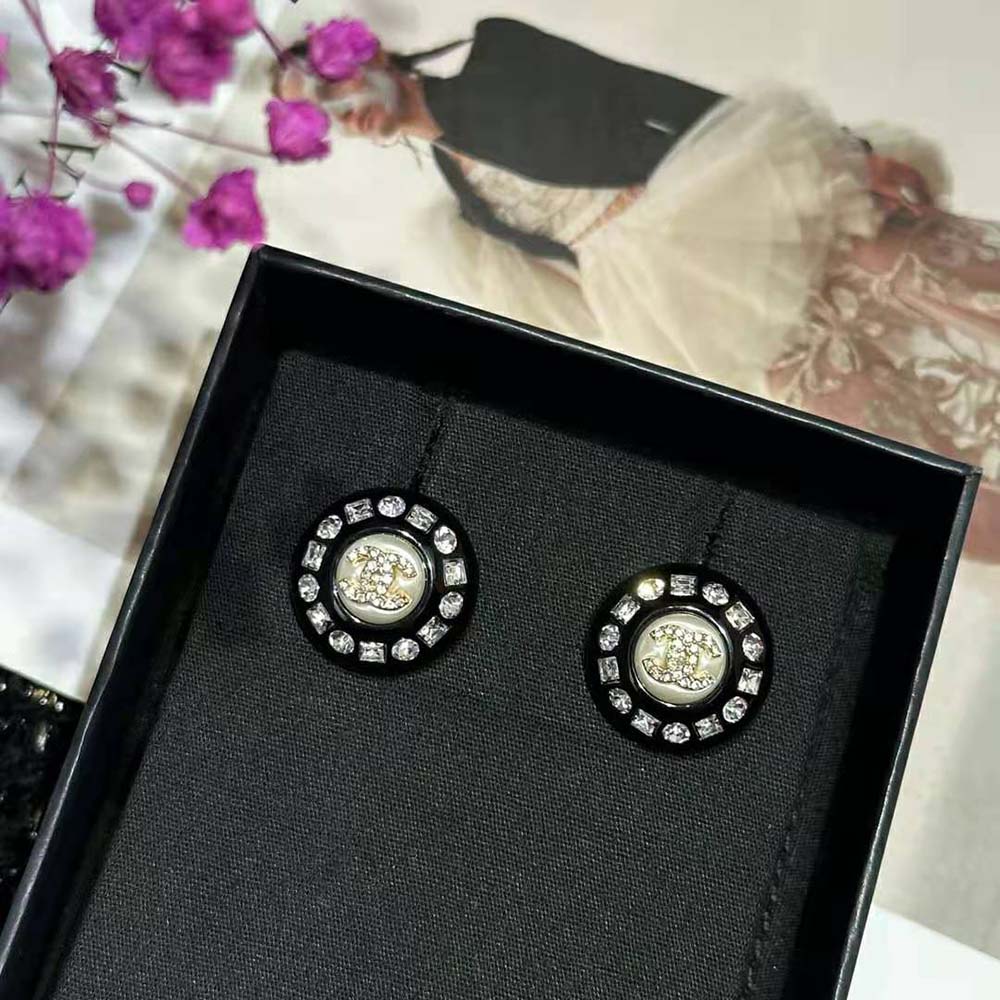 Chanel Women Stud Earrings in Resin Metal & Strass-NU642 (5)