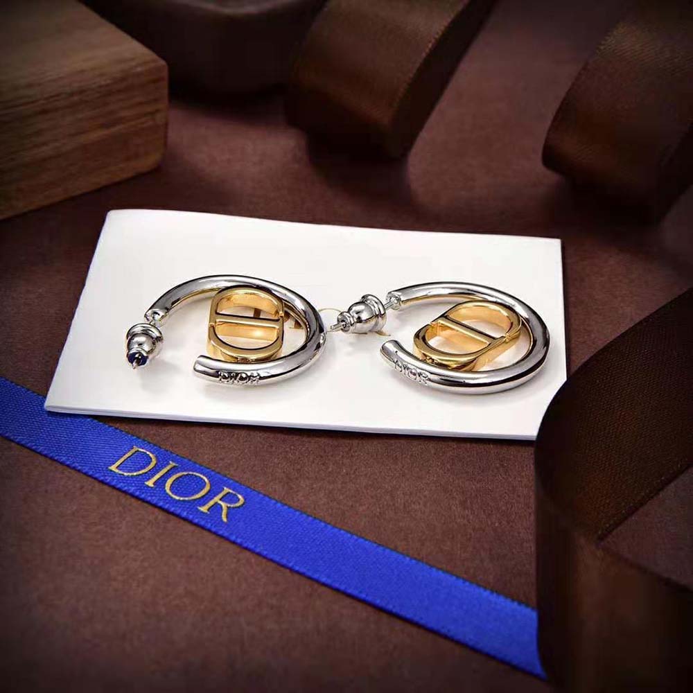 Dior Women 30 Montaigne Earrings Gold-Finish and Silver-Finish Metal-E2027WOMMT (4)