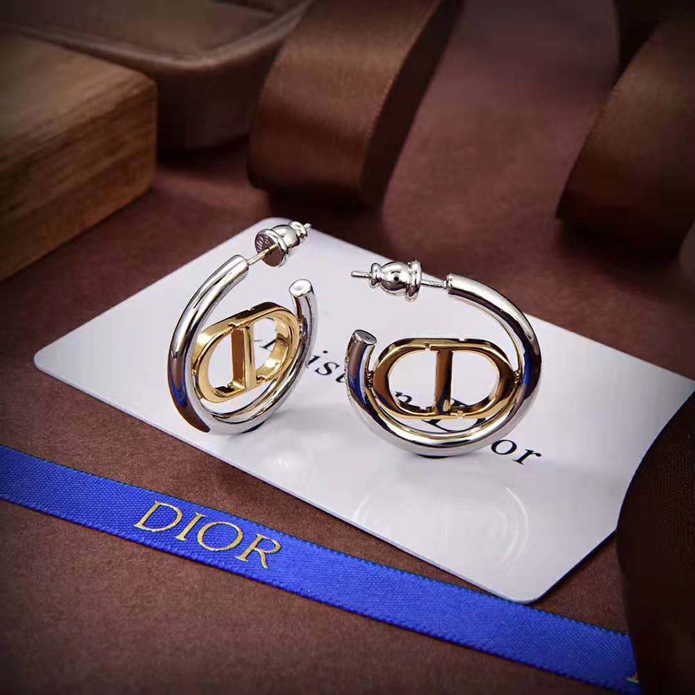 Dior Women 30 Montaigne Earrings Gold-Finish and Silver-Finish Metal-E2027WOMMT (5)