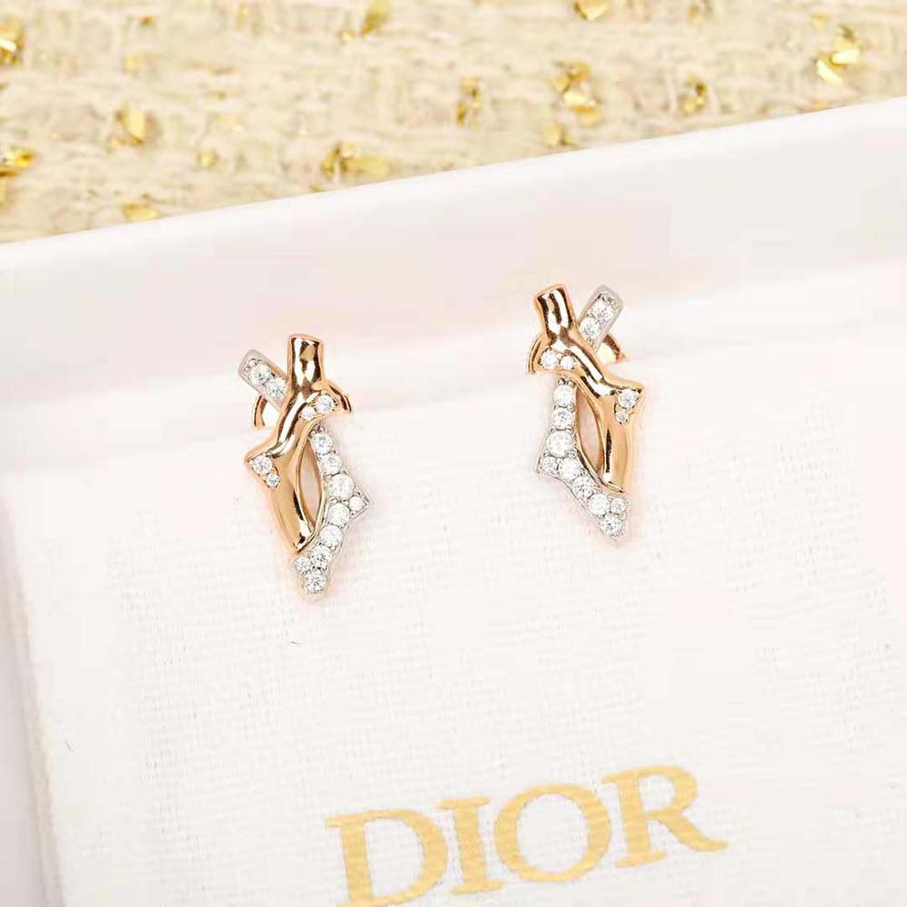 Dior Women Bois De Rose Earring Pink Gold White Gold and Diamonds (3)