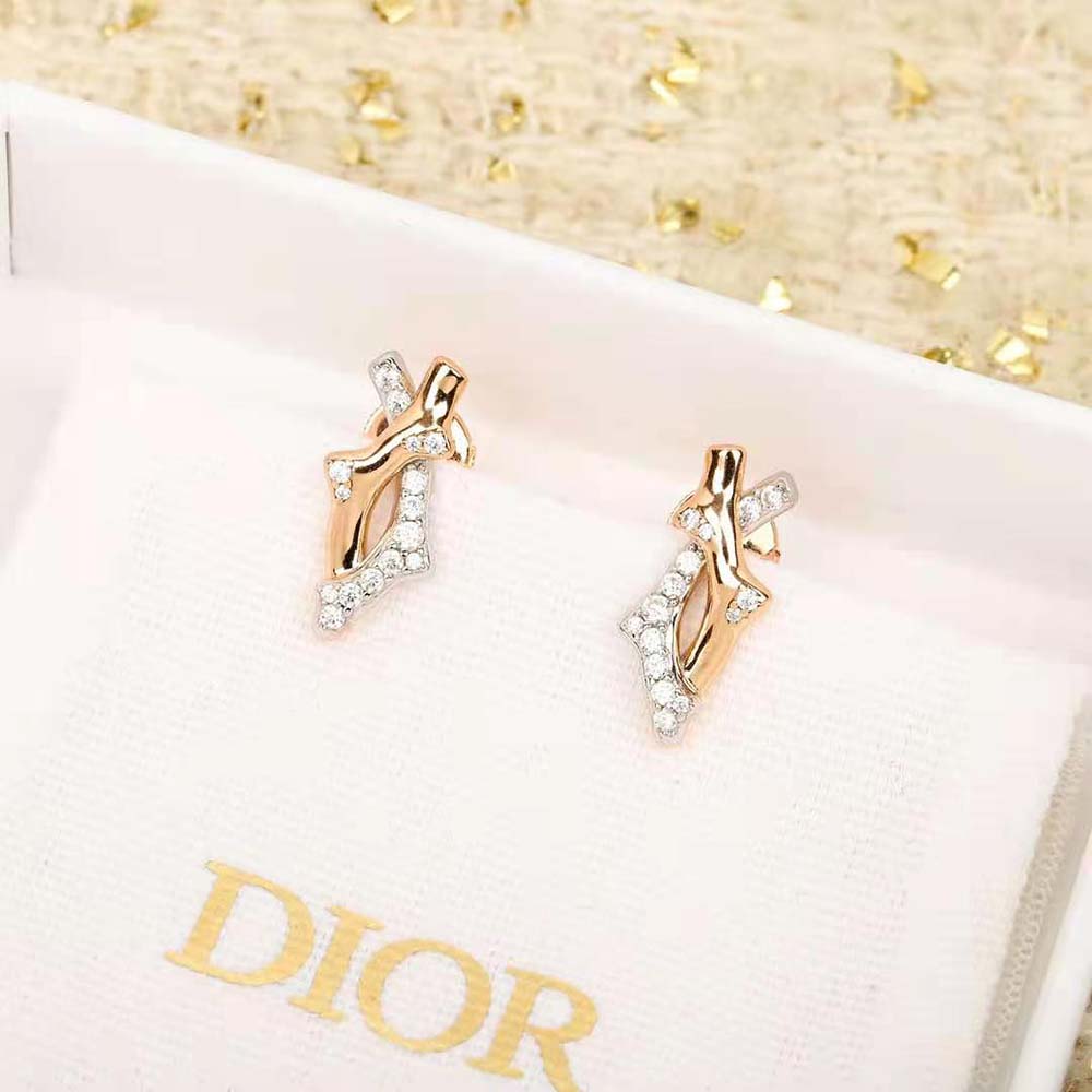 Dior Women Bois De Rose Earring Pink Gold White Gold and Diamonds (4)