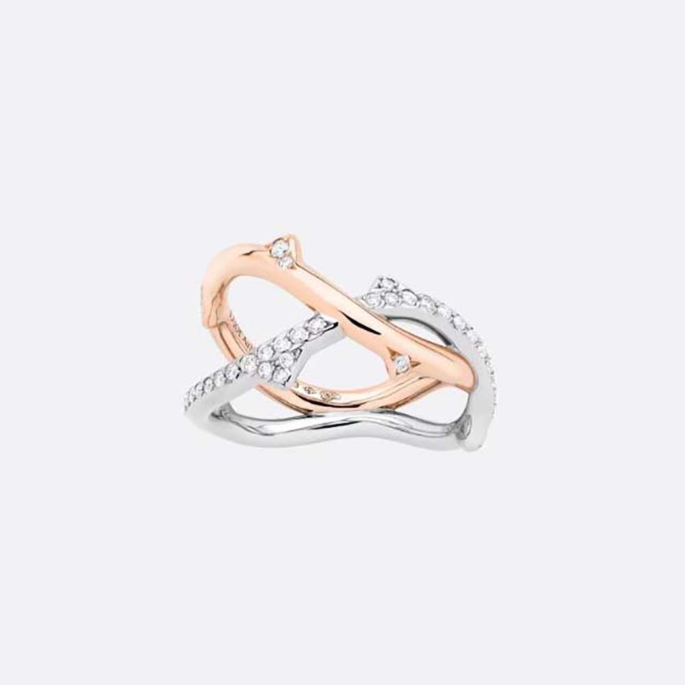 Dior Women Bois De Rose Ring Pink Gold White Gold and Diamonds (1)