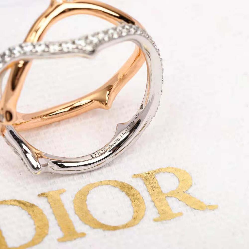 Dior Women Bois De Rose Ring Pink Gold White Gold and Diamonds (3)