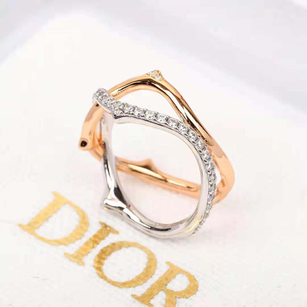 Dior Women Bois De Rose Ring Pink Gold White Gold and Diamonds (5)