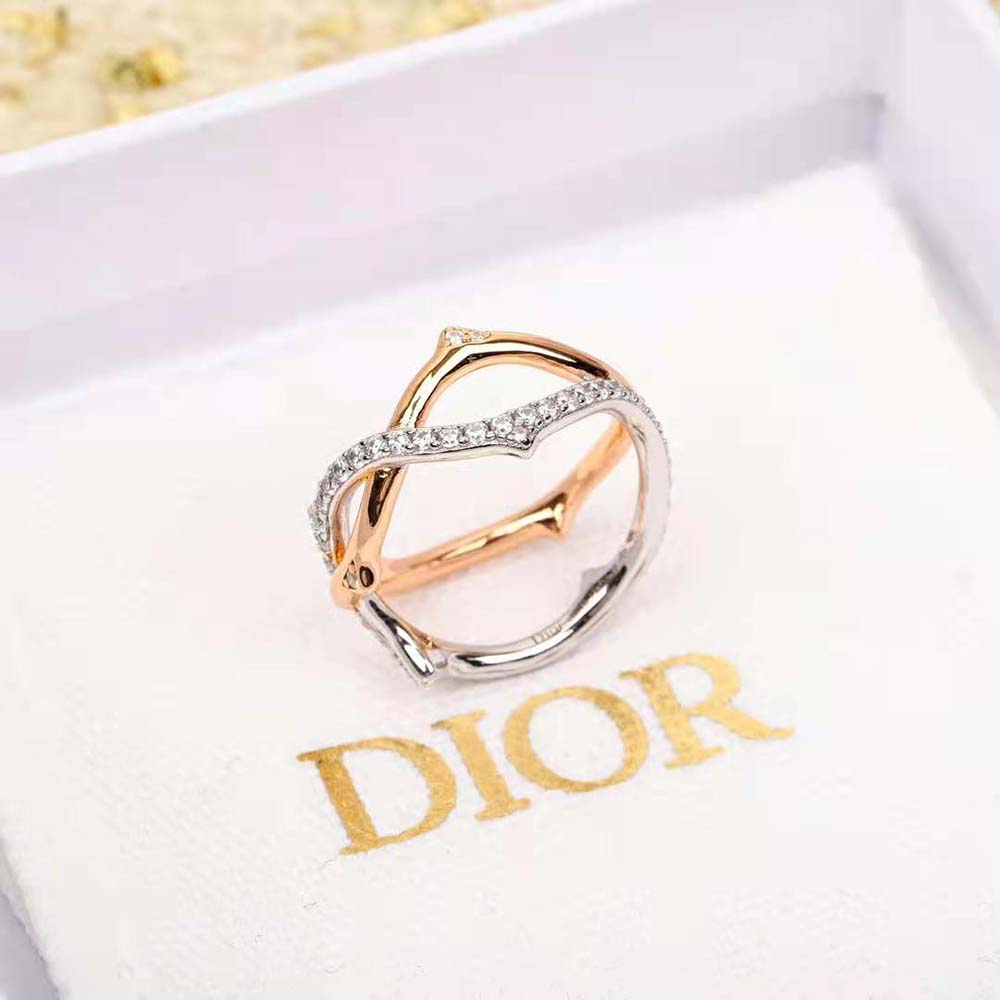 Dior Women Bois De Rose Ring Pink Gold White Gold and Diamonds (7)