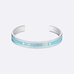 Dior Women Code Bangle Silver-Finish Metal and Turquoise Lacquer