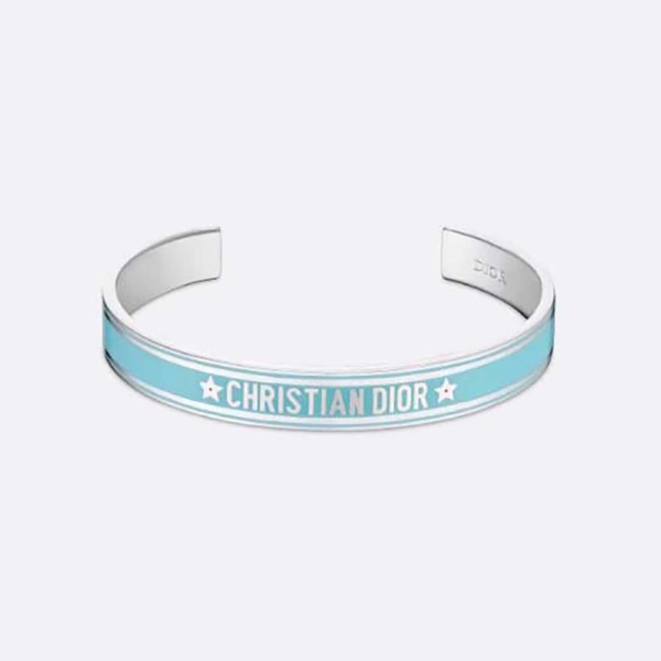 Dior Women Code Bangle Silver-Finish Metal and Turquoise Lacquer (1)