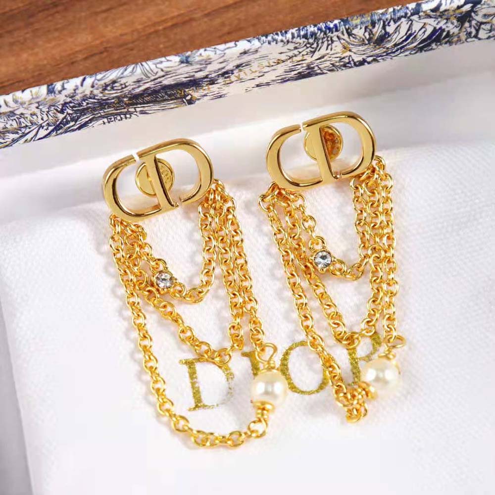 Dior Women Petit CD Earrings Gold-Finish Metal-E2424WOMCY (3)