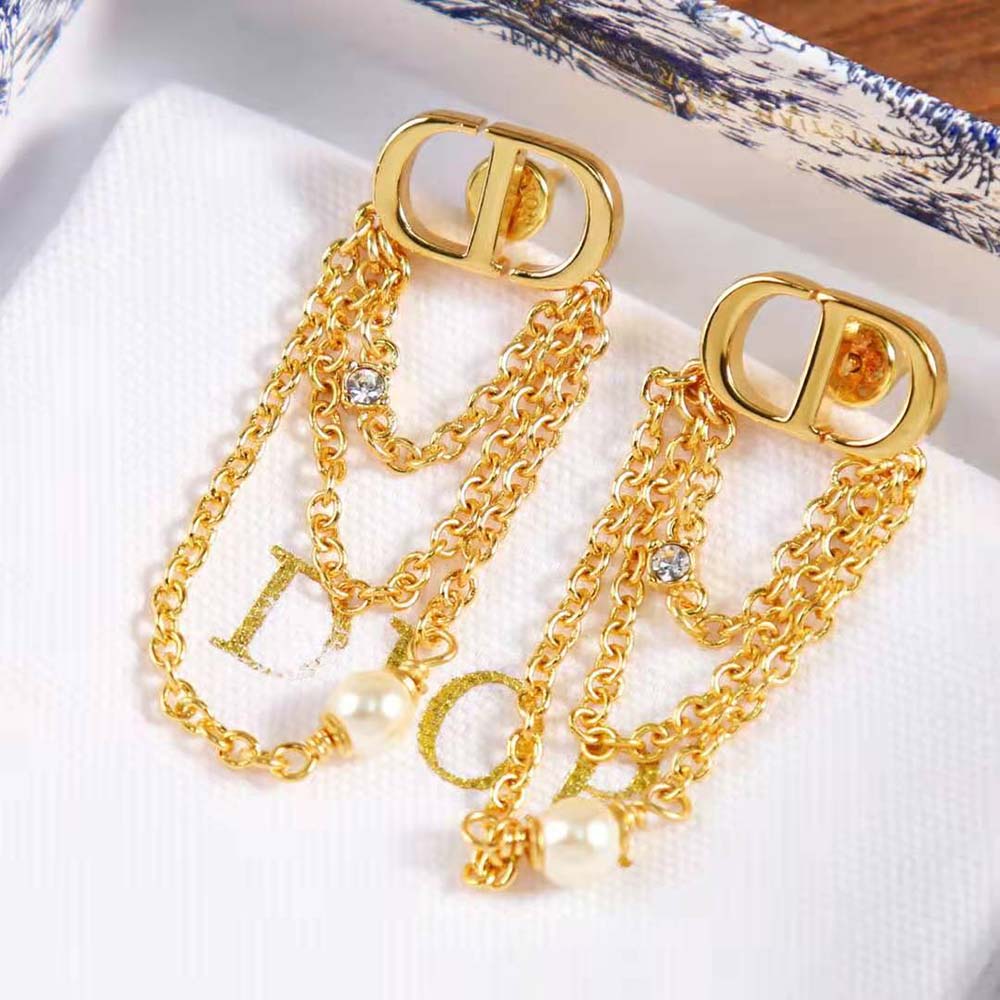 Dior Women Petit CD Earrings Gold-Finish Metal-E2424WOMCY (4)