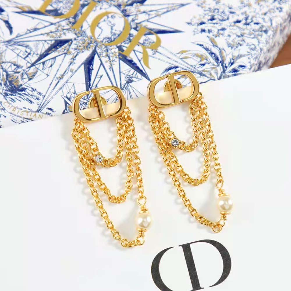 Dior Women Petit CD Earrings Gold-Finish Metal-E2424WOMCY (5)