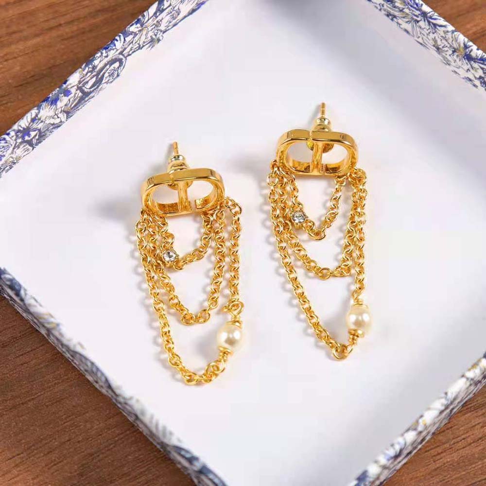 Dior Women Petit CD Earrings Gold-Finish Metal-E2424WOMCY (7)