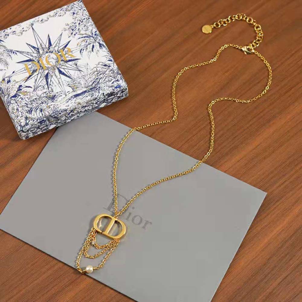 Dior Women Petit CD Necklace Gold-Finish Metal-V1128WOMCY (4)