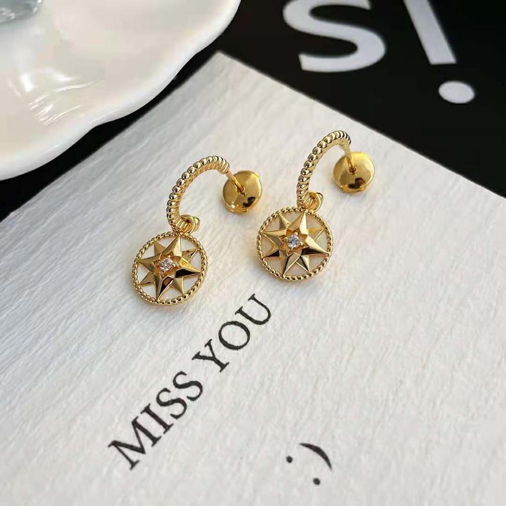 Dior Women Rose des Vents Earrings Yellow Gold-JRDV95057 (9)