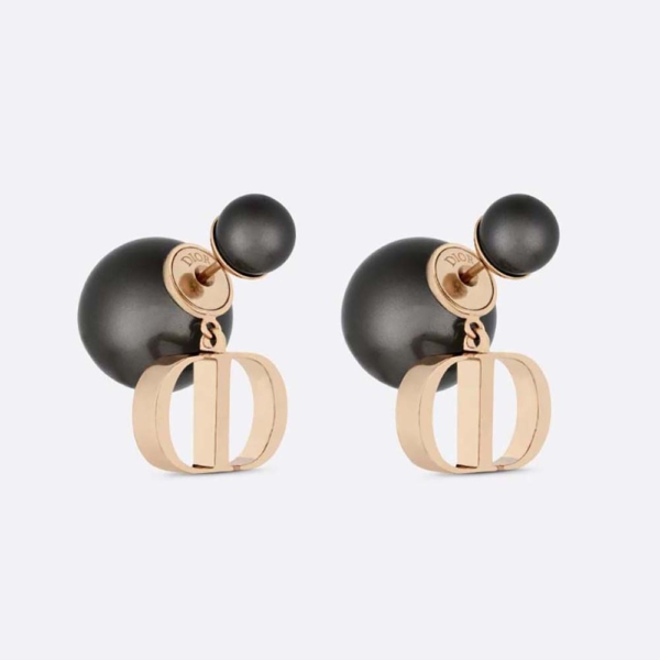 Dior Women Tribales Earrings Bronze-Finish Metal and Gray Resin Pearls (1)