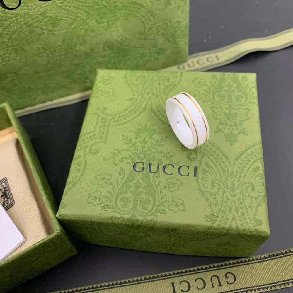 Gucci Unisex Icon Ring in Yellow Gold-White 325964J85V58062 (7)