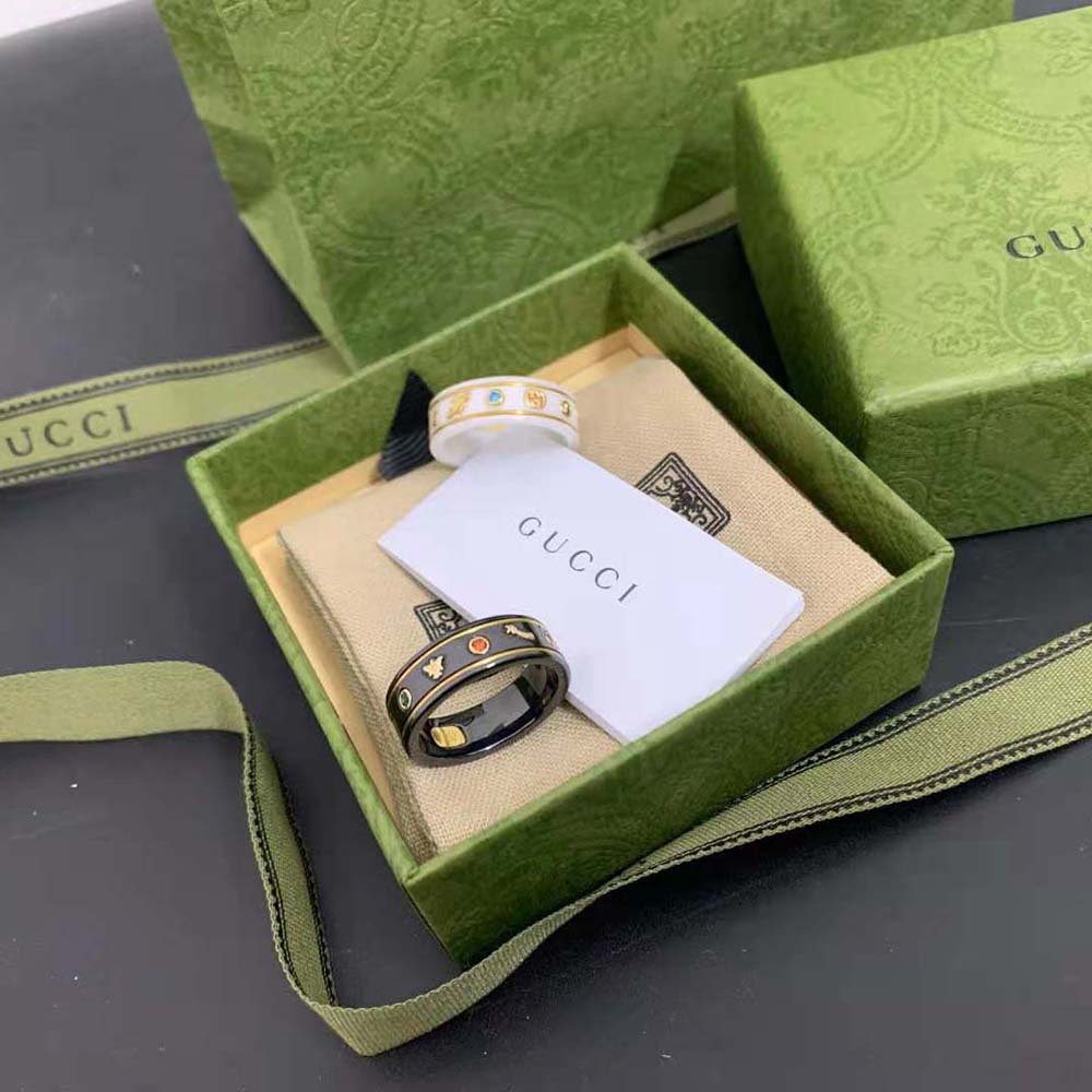 Gucci Unisex Icon Ring with Gemstones-Black 527095J8F778522 (4)