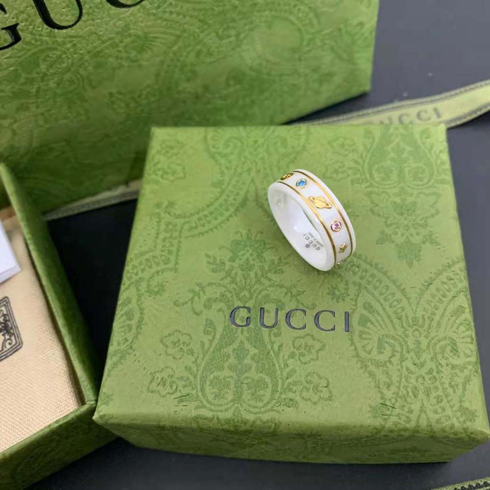 Gucci Unisex Icon Ring with Gemstones-White 527095J8F768521 (7)
