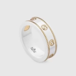 Gucci Unisex Icon Ring with Yellow Gold Interlocking G-White 606826J85V58062