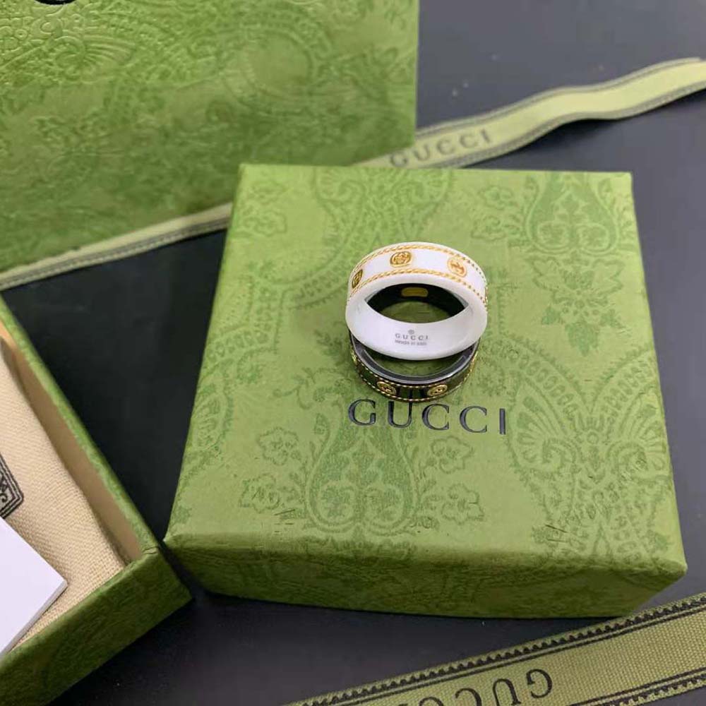 Gucci Unisex Icon Ring with Yellow Gold Interlocking G-White 606826J85V58062 (8)