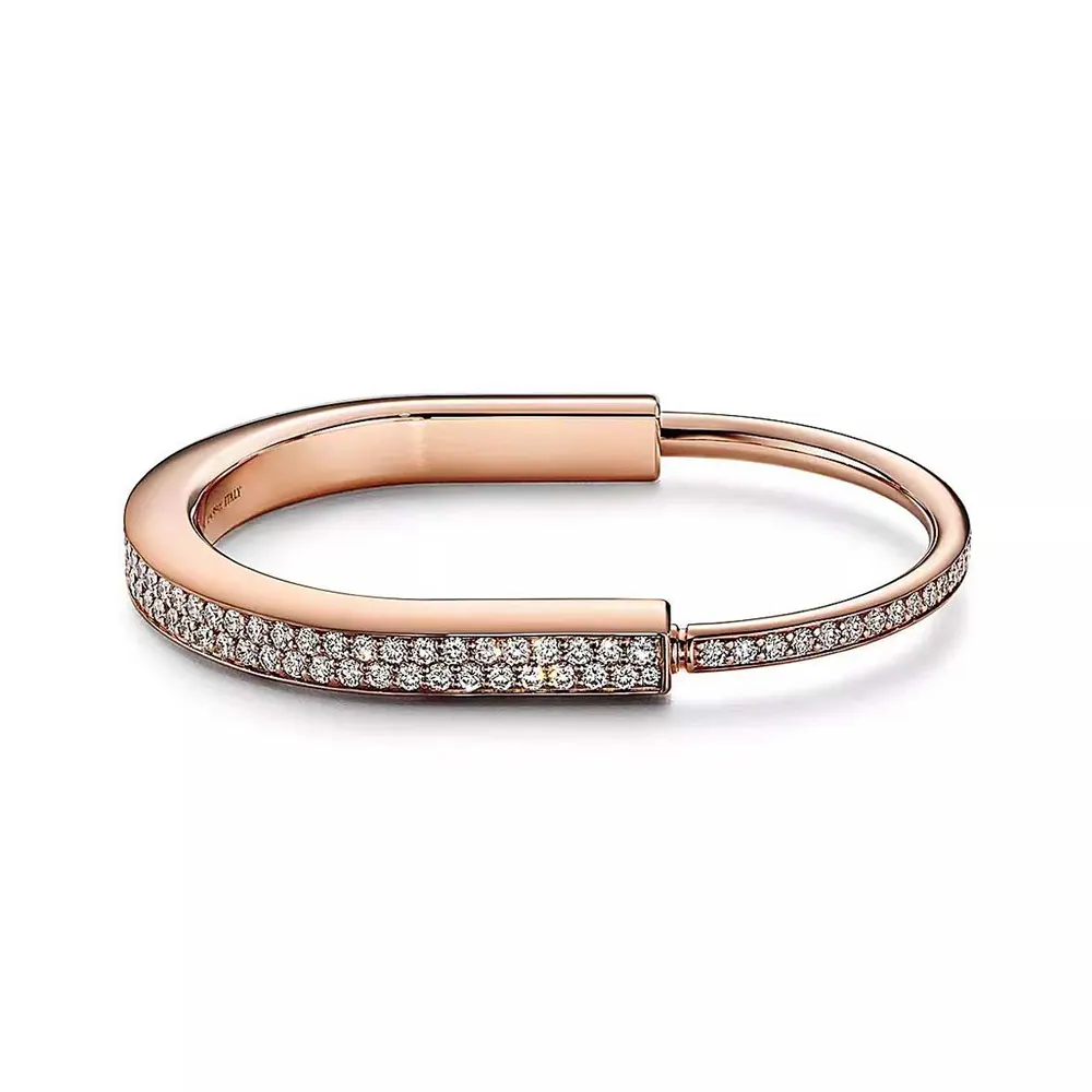 Tiffany Lock Bangle in Rose Gold with Full Pavé Diamonds