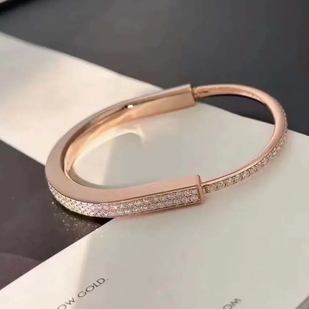 Tiffany Lock Bangle in Rose Gold with Full Pavé Diamonds (2)