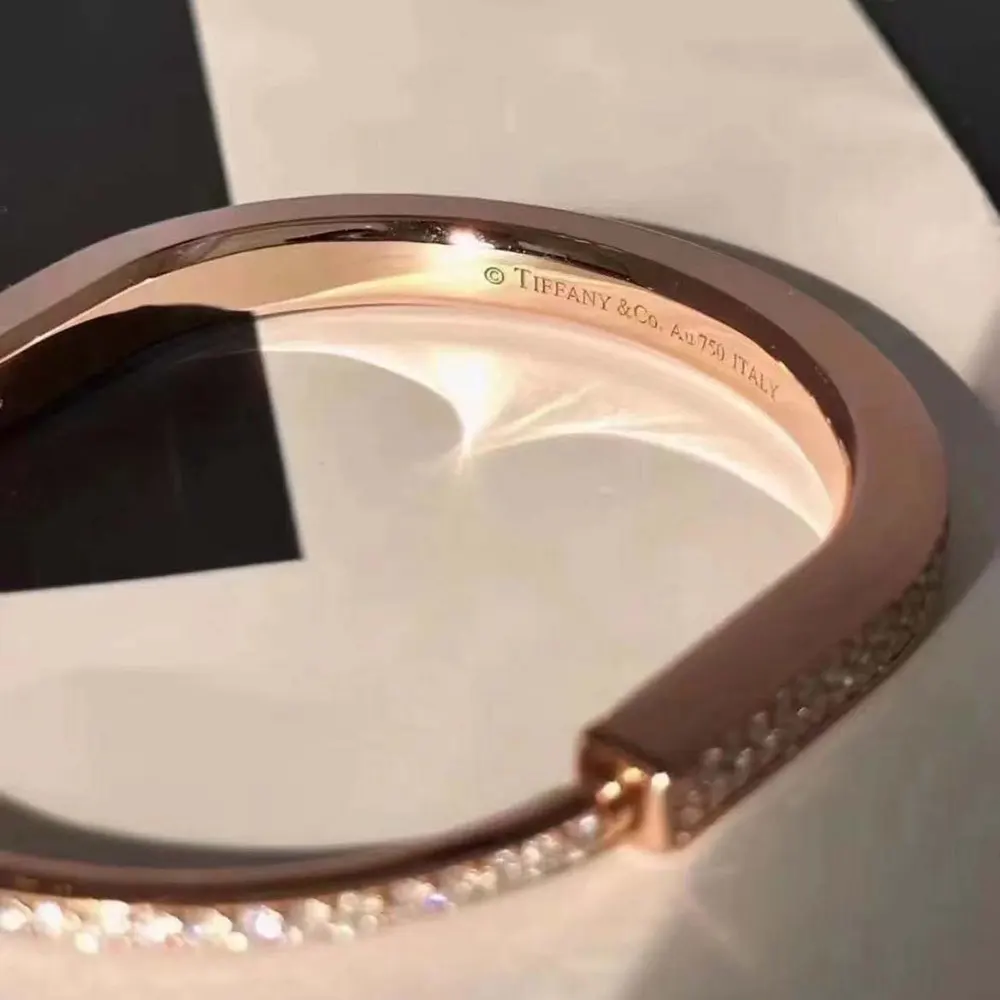 Tiffany Lock Bangle in Rose Gold with Full Pavé Diamonds (3)