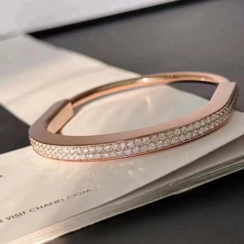 Tiffany Lock Bangle in Rose Gold with Full Pavé Diamonds (5)