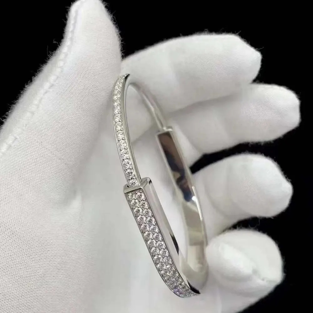 Tiffany Lock Bangle in White Gold with Full Pavé Diamonds (2)