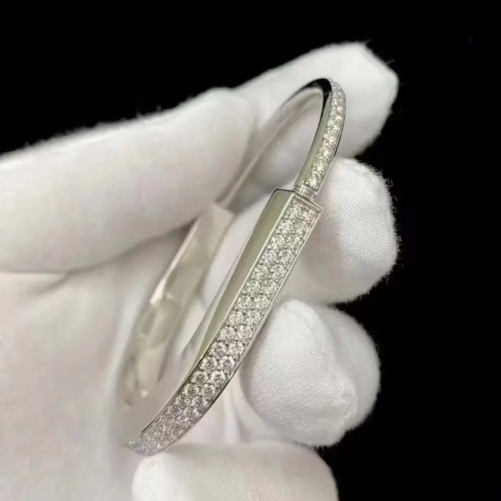 Tiffany Lock Bangle in White Gold with Full Pavé Diamonds (3)