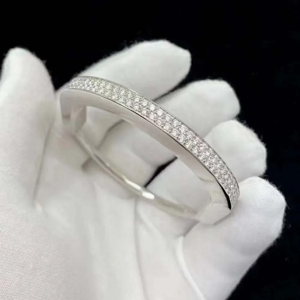 Tiffany Lock Bangle in White Gold with Full Pavé Diamonds (4)