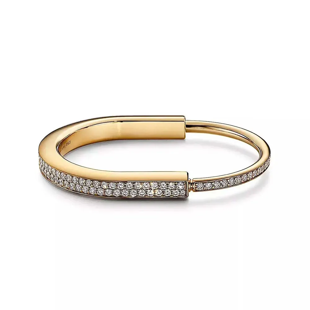 Tiffany Lock Bangle in Yellow Gold with Full Pavé Diamonds (1)