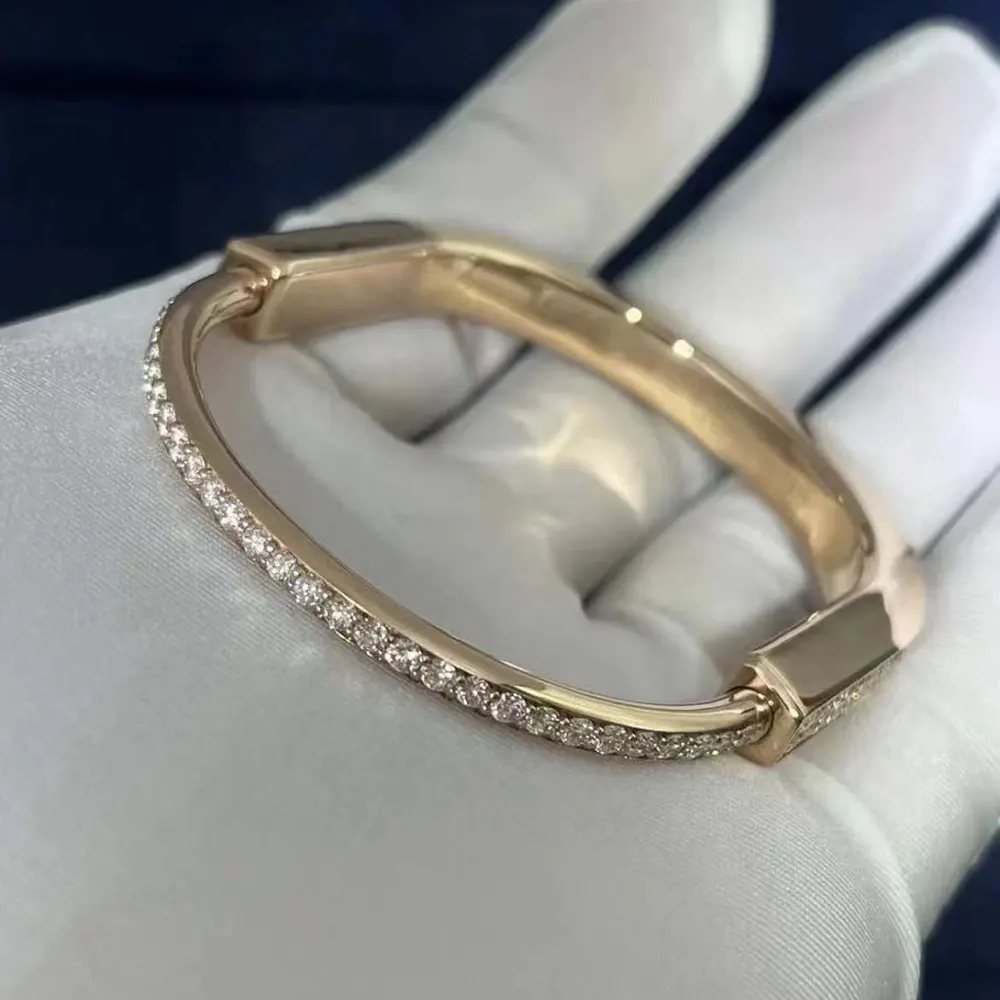 Tiffany Lock Bangle in Yellow Gold with Full Pavé Diamonds (3)