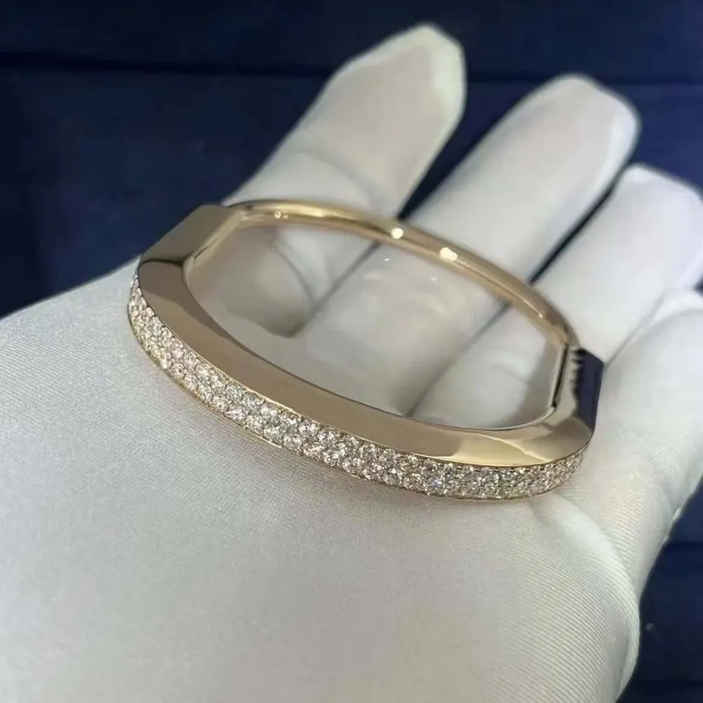 Tiffany Lock Bangle in Yellow Gold with Full Pavé Diamonds (6)