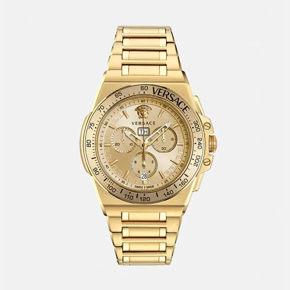 Versace Men Greca Extreme Chrono Watch 45 mm in Gold dial