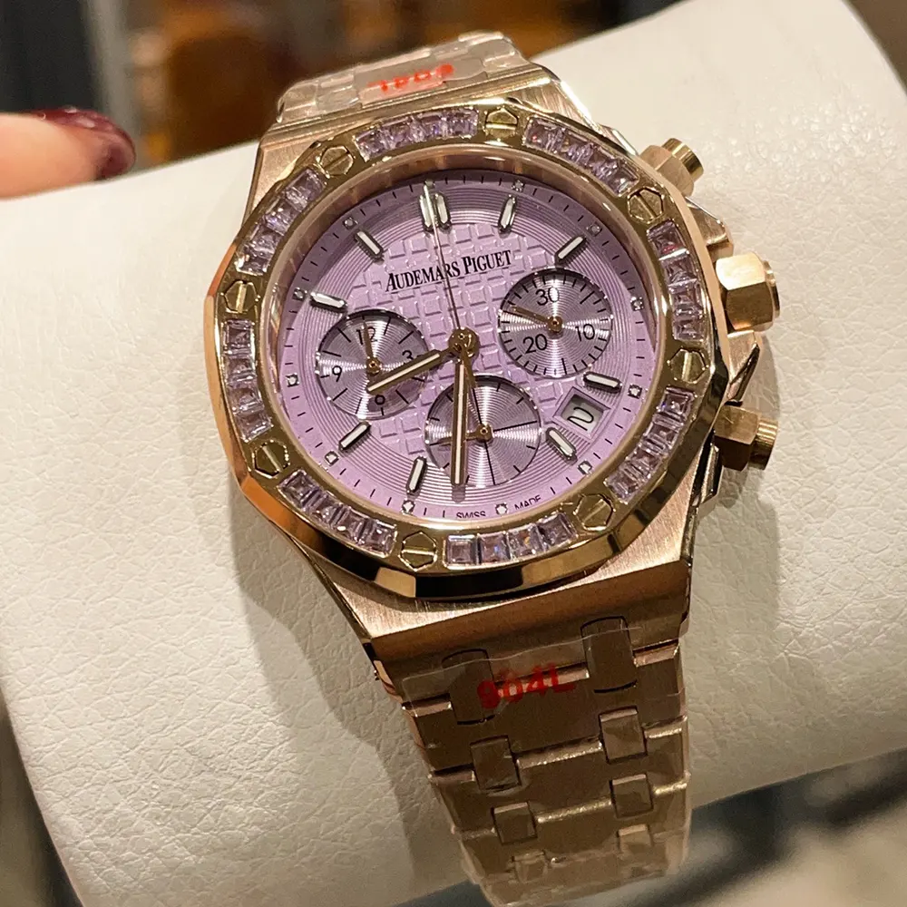 Audemars Piguet Women Royal Chronograph Amethyst Dial 38mm (7)