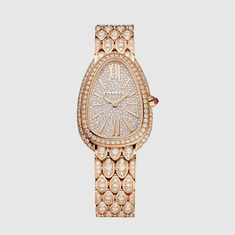 Bulgari Women Serpenti Seduttori Watch Quartz Movement 33 mm in Rose Gold and Diamond