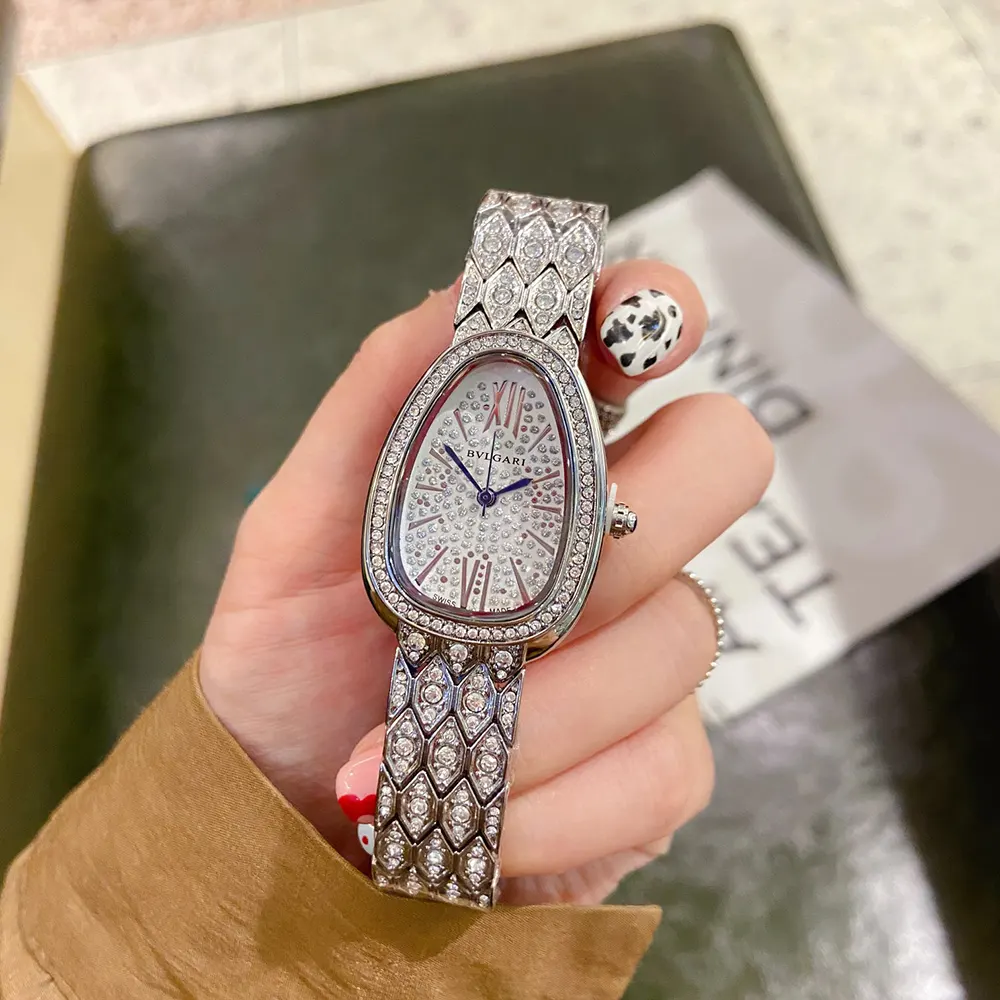 Bulgari Women Serpenti Seduttori Watch Quartz Movement 33 mm in White gold and Diamonds-White (2)