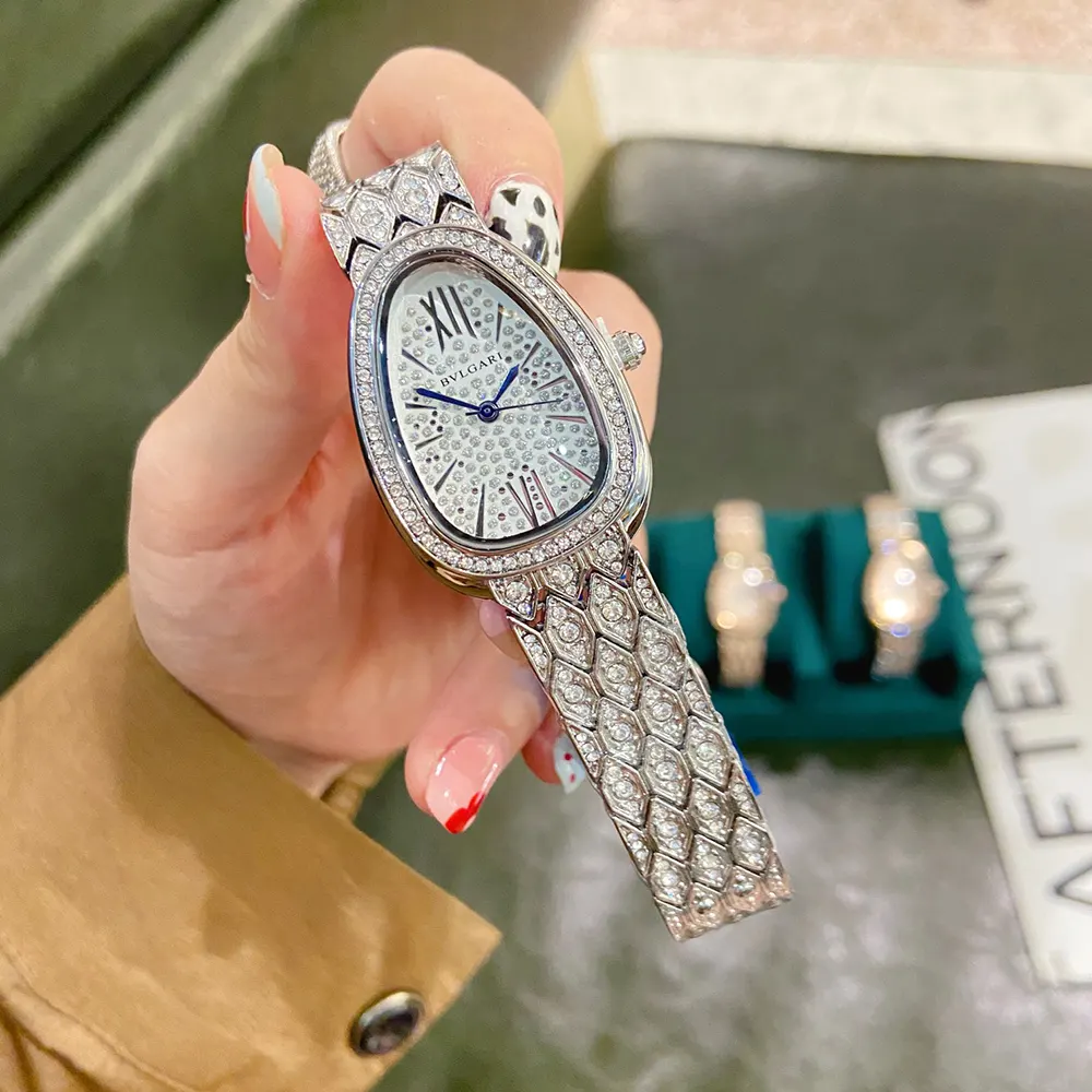 Bulgari Women Serpenti Seduttori Watch Quartz Movement 33 mm in White gold and Diamonds-White (3)