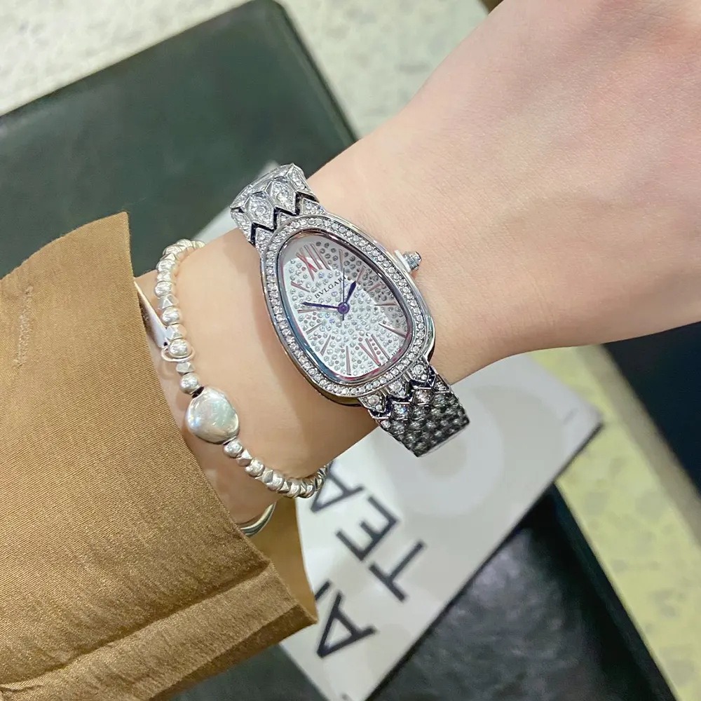 Bulgari Women Serpenti Seduttori Watch Quartz Movement 33 mm in White gold and Diamonds-White (7)