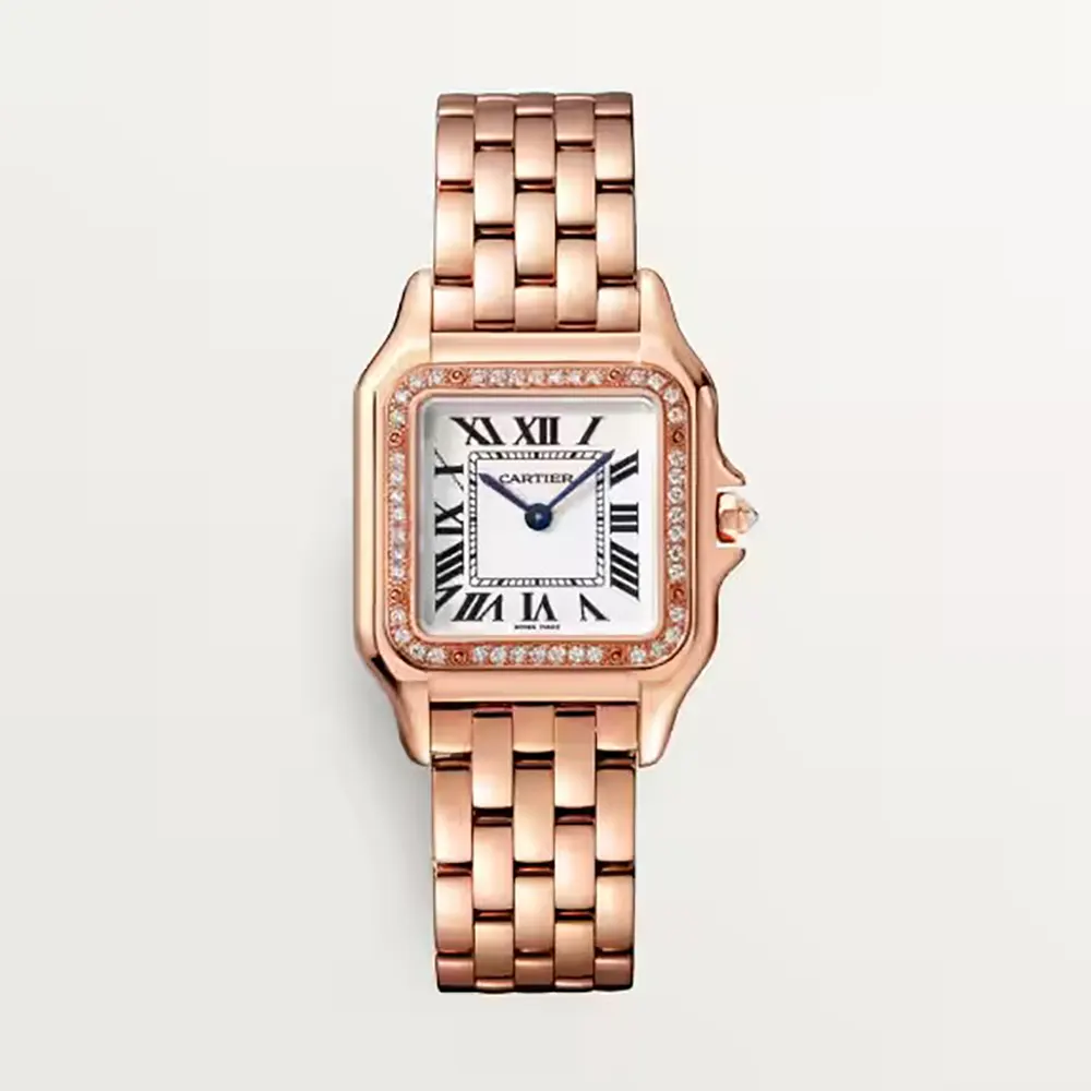 Cartier Women Panthere De Cartier Watch Medium Model Quartz Movement in Rose Gold and Diamond