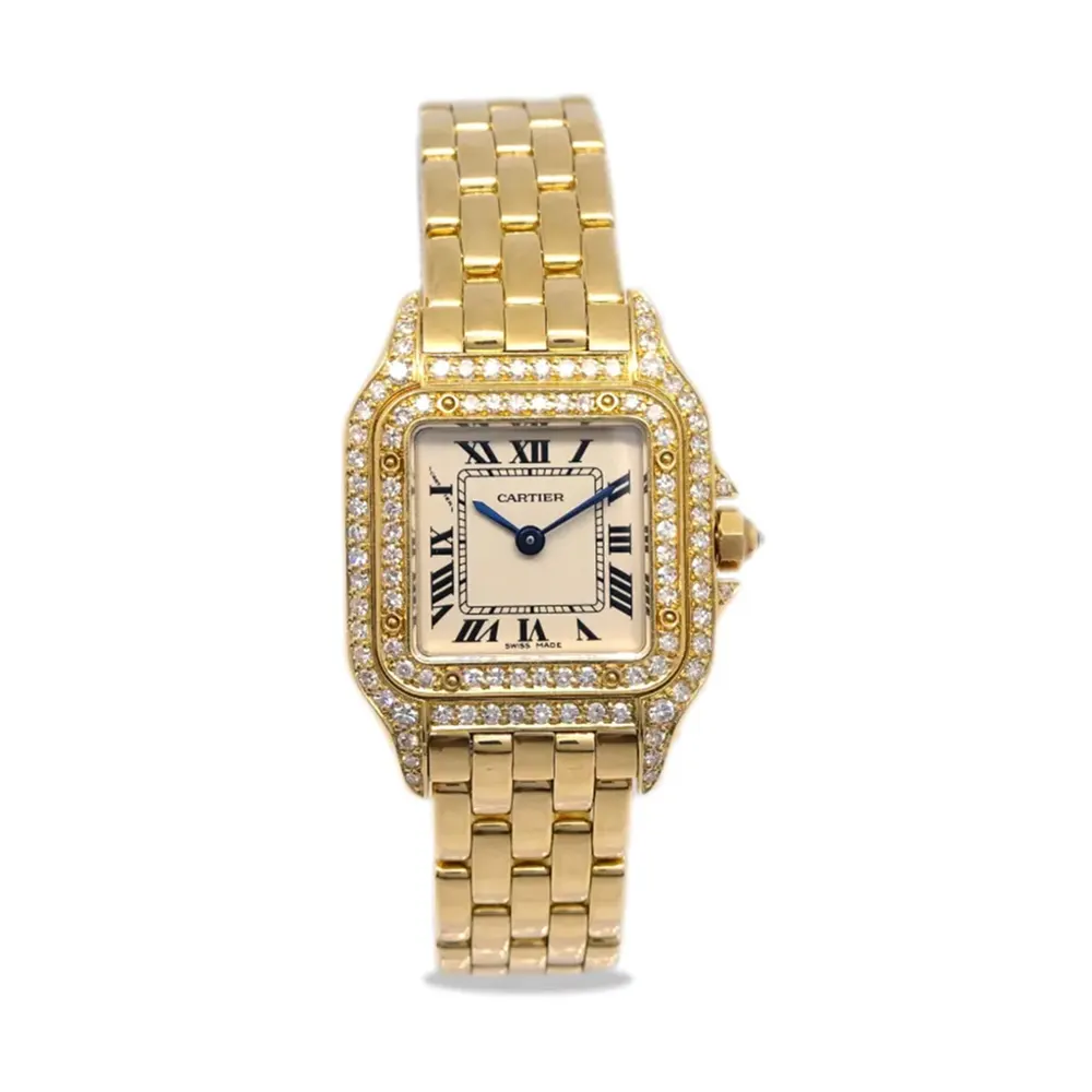 Cartier Women Panthere De Cartier Watch Medium Model in Yellow Gold and Diamond