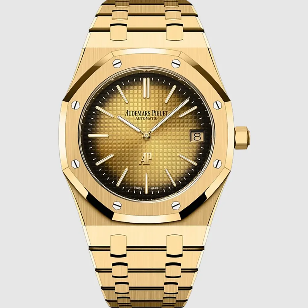 Audemars Piguet Men Royal Oak Jumbo Extra-Thin 39 mm in Smoked Yellow Gold