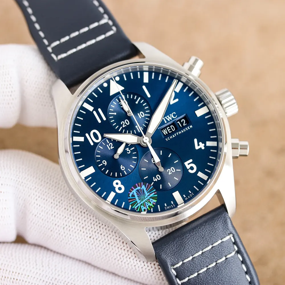 IWC Men Pilot’s Chrono Watch 43 mm in Blue Dial IW378003 (3)