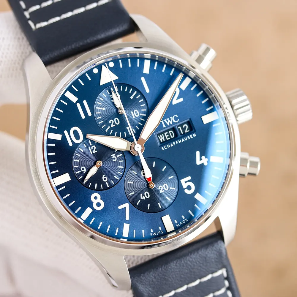 IWC Men Pilot’s Chrono Watch 43 mm in Blue Dial IW378003 (4)