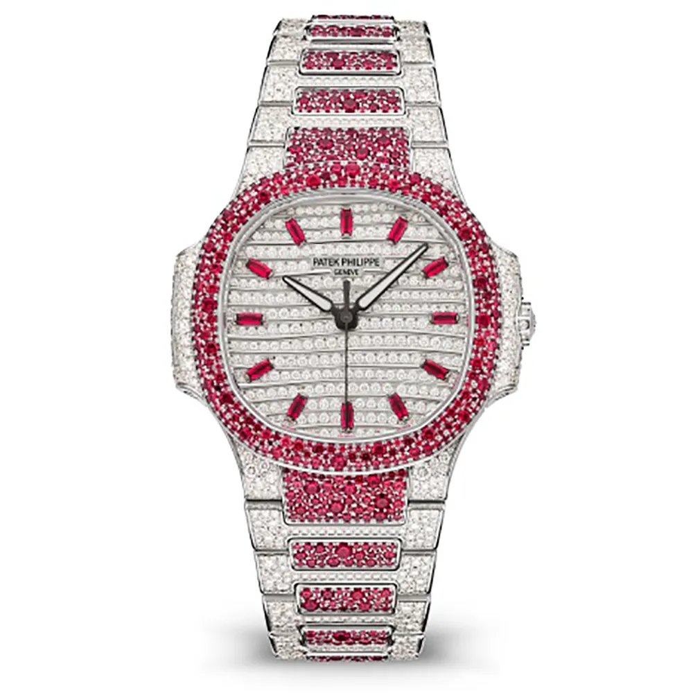 Patek Philippe Women Nautilus Self-winding White Gold with Diamond and Rubies