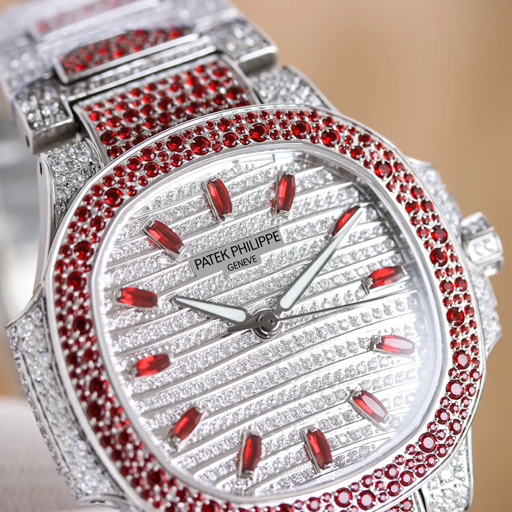 Patek Philippe Women Nautilus Self-winding White Gold with Diamond and Rubies (2)