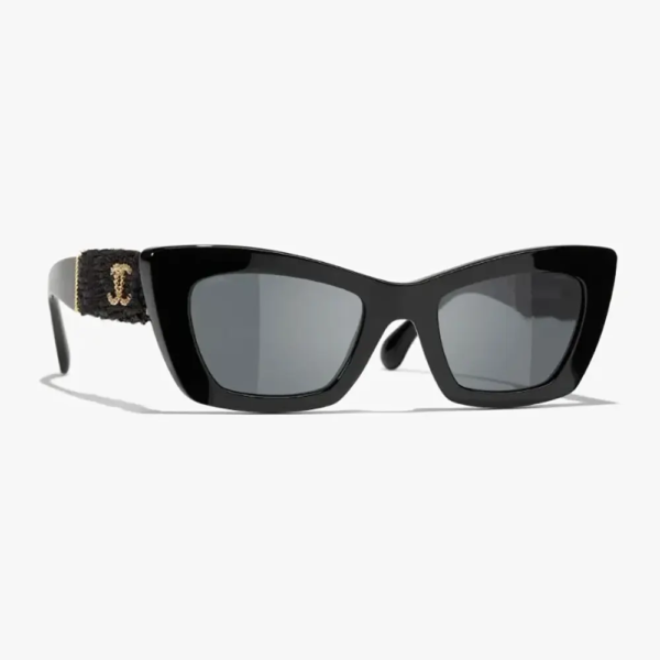 Chanel Unisex Cat Eye Sunglasses Black Gold A71550X22001S3005 (1)