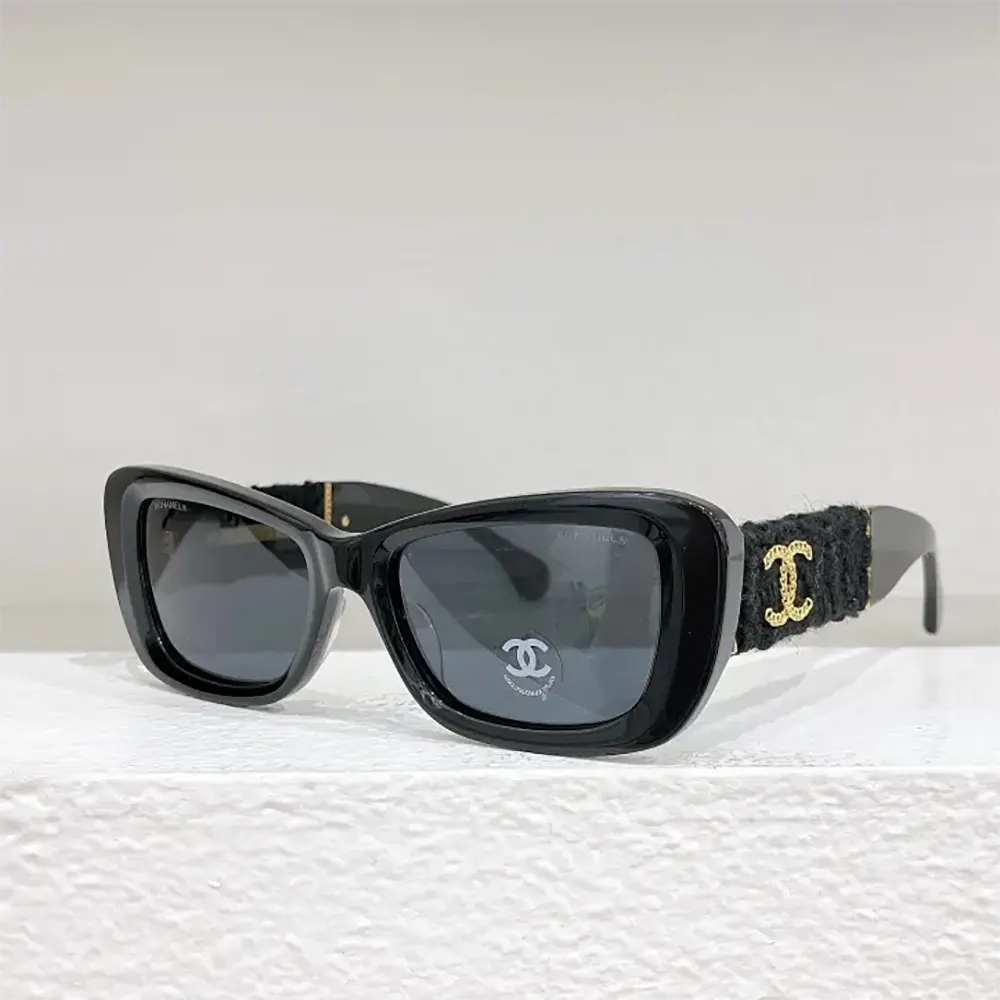 Chanel Unisex Cat Eye Sunglasses Black Gold A71550X22001S3005 (2)