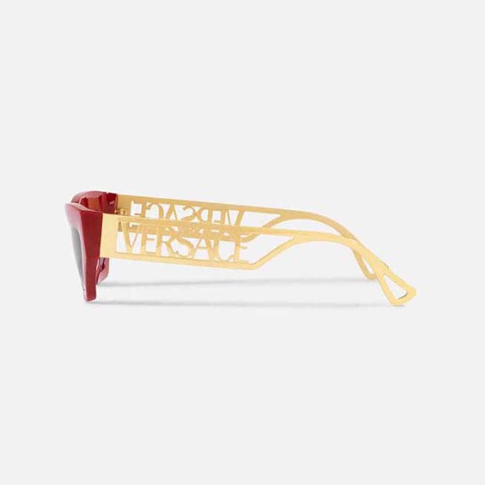Versace Women 90s Vintage Logo Cat-Eye Sunglasses-Red (2)